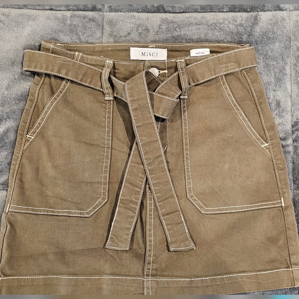 Tan Skorts with Tie Waist and Relaxed Fit